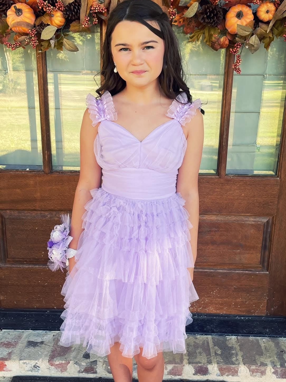 Lilac Ruffle Tulle Girls' Dress - Elegant Party Dress